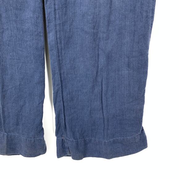 J. Jill Straight Leg 100% Linen Pants Womens Size 4 Tall Blue Loose Fit Trouser - Picture 4 of 6